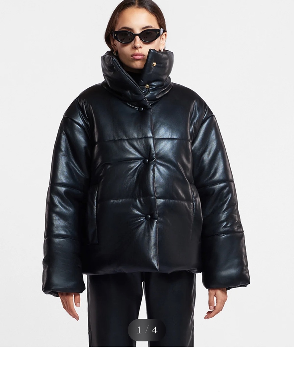Nanushka Black Puffer Leather Jacket - Women